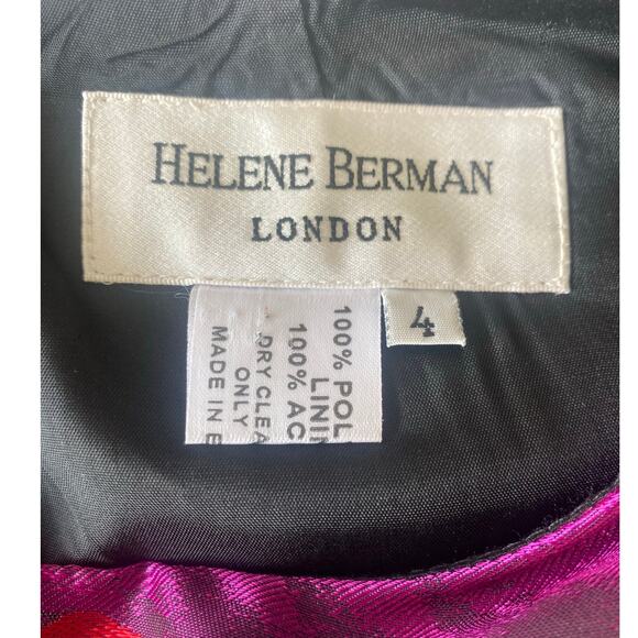 Helene Berman London Black Fuchsia Floral Sheath Dress Made in England Size 4 - Picture 3 of 11